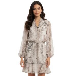 White House Black Market Snake Print Blouson Dress Size 4 Petite EUC